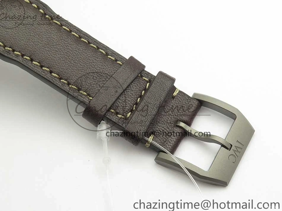MIROTIME 0328 SmartChoice Mark XVIII IW327006 Titanium M+F 1:1 Best Edition Black Dial on Brown Leather Strap A 7145